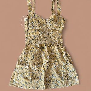 xs free people yellow floral dress 100% cotton